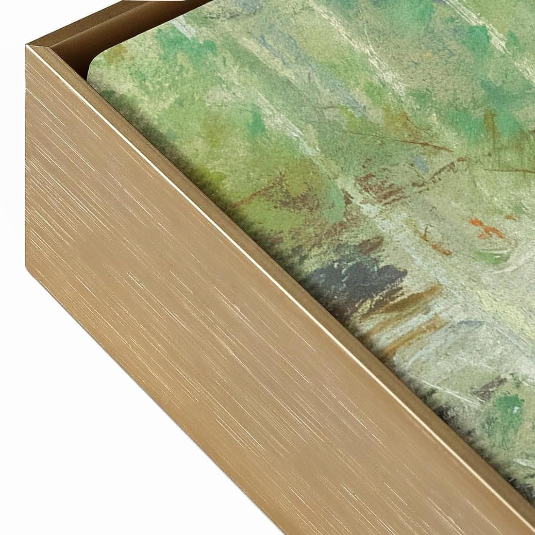 Close-up of a gorgeous aluminum bronze frame option for Lehava Art.