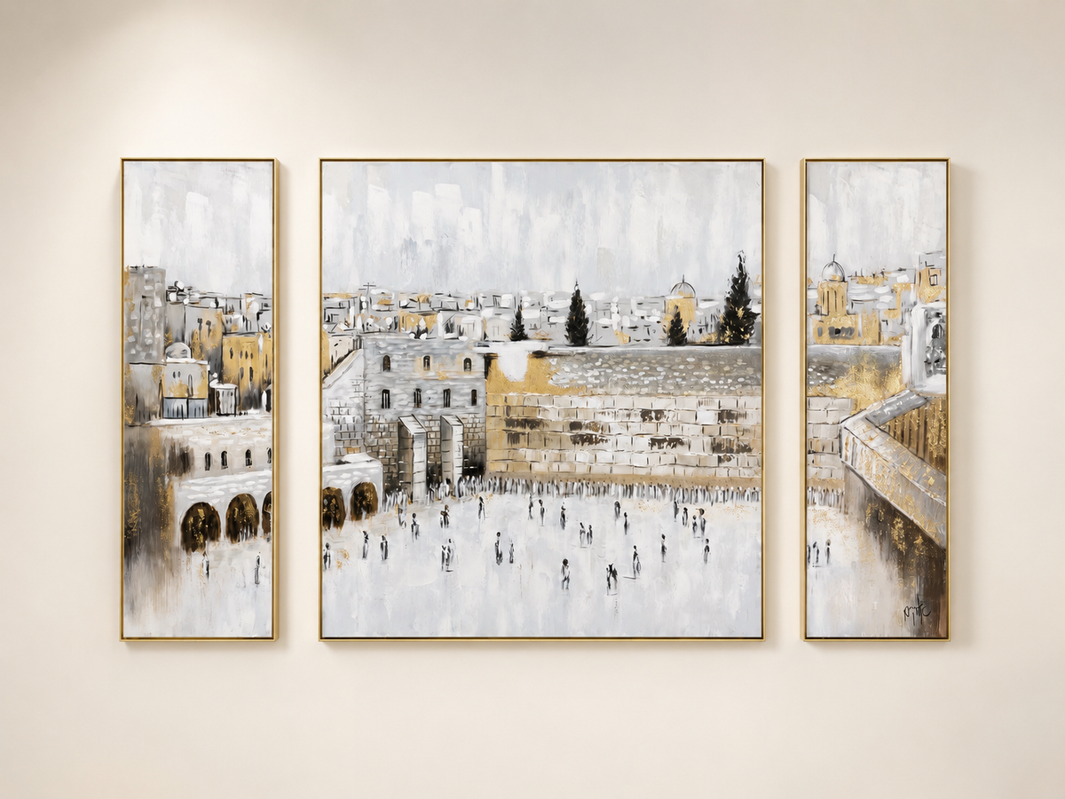 The Kosel Plaza | Stone & Gold Triptych