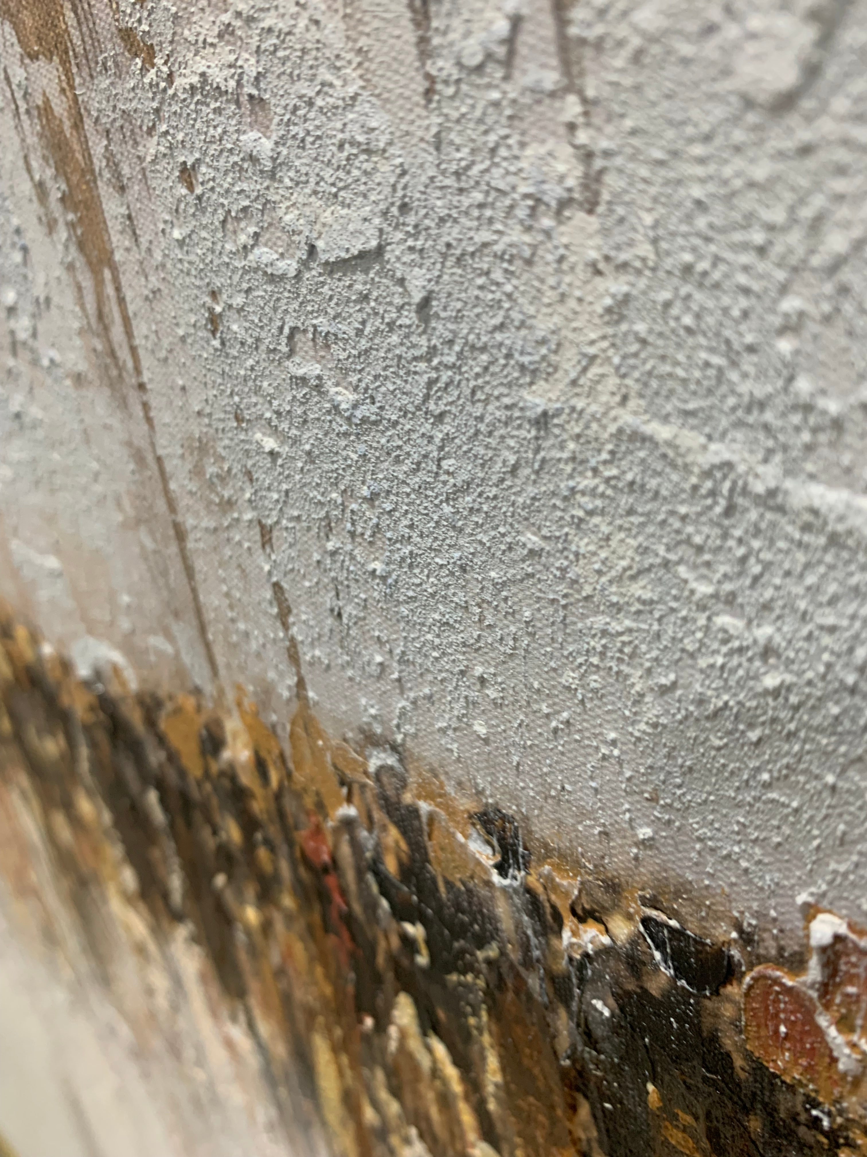 Close-up of Lehava Art's Kosel Ash & Gold horizontal artwork, showcasing intricate design and rich gold accents.