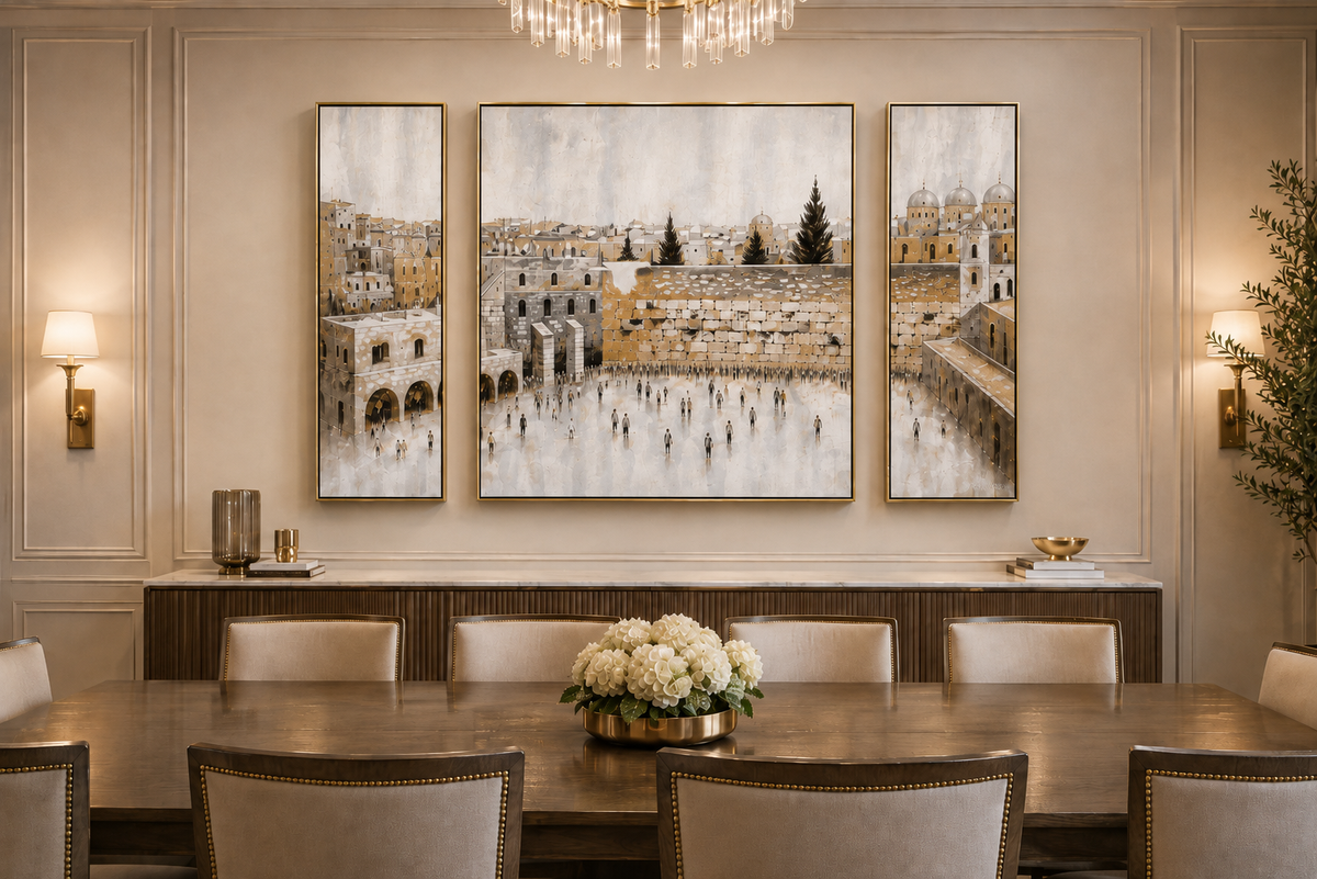 The Kosel Plaza | Stone & Gold Triptych