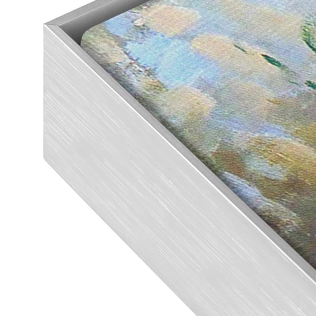 Close-up of a gorgeous aluminum silver frame for Lehava Art luxury artwork.